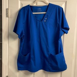 Cherokee Luxe scrub top, royal blue. Size XL